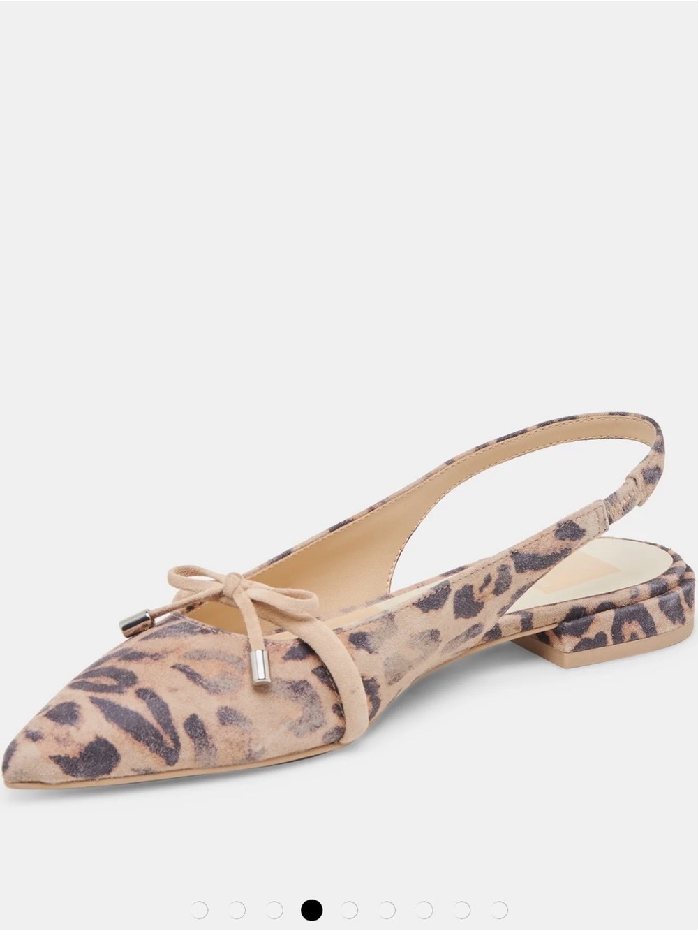 Dolce Vita Beige and Brown Leopard-Print Pointed Slingback Flat with Bow